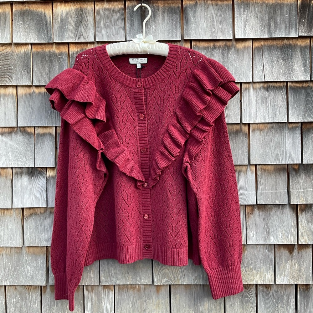 Bagatelle Collection Ruffled Cardigan